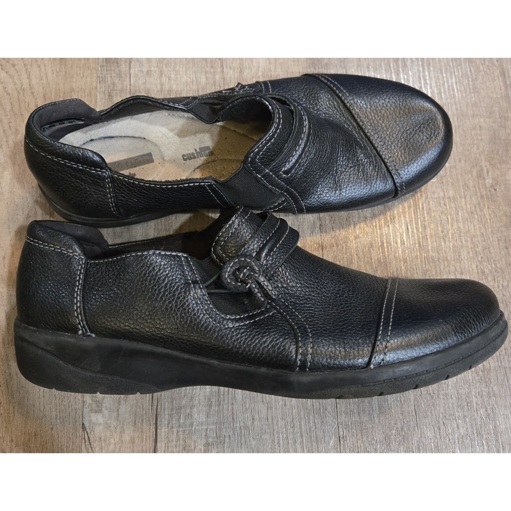 Clarks Collection Cheyn Madi Black Leather Flats Slip On Shoes - Womens Size 8